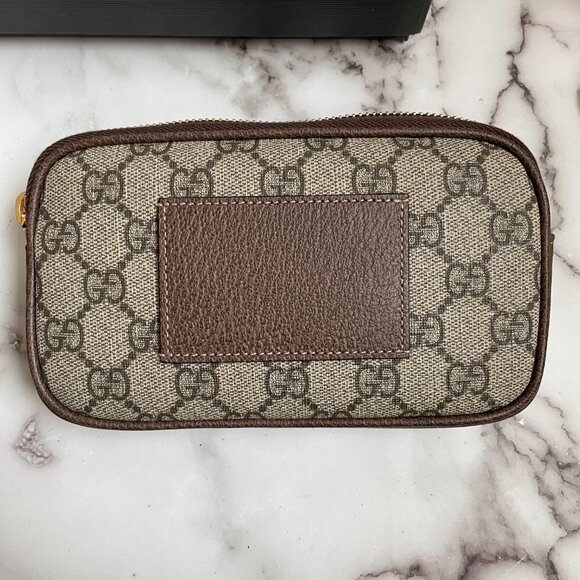 🆕  Authentic Gucci 85 Cm Brown GG Small Ophidia Fanny Pack Zip Pouch - Picture 4 of 13